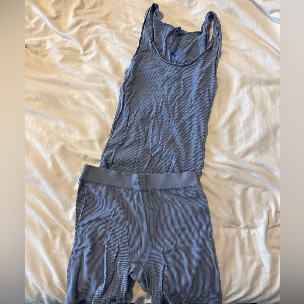 SKIMS soft lounge ribbed tank and boxer set